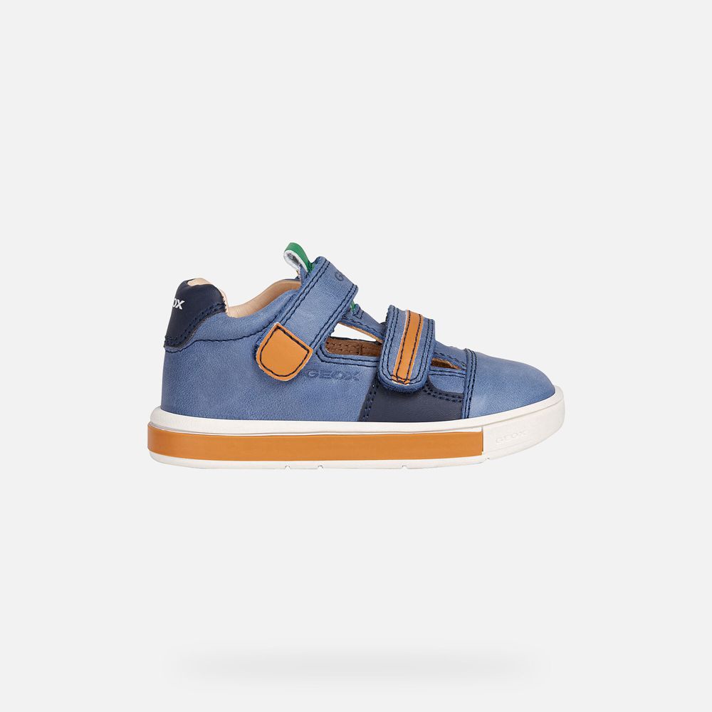 Basket Geox Trottola Boy - Bleu/Orange - Bebe 738591-TLN